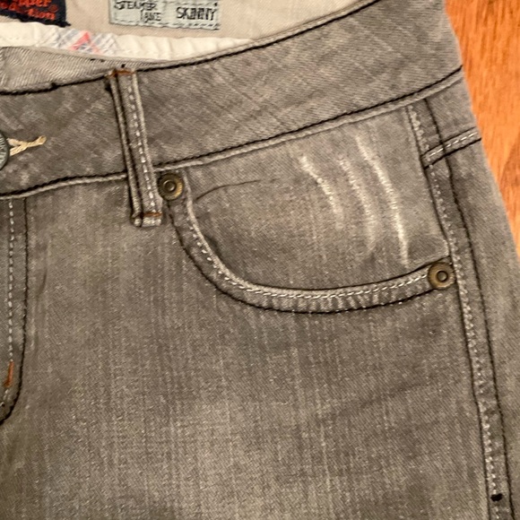 Chip & Pepper Steamer Lane Skinny Straight Leg Jeans Distressed Gray Stretch Sz5 - Picture 5 of 15